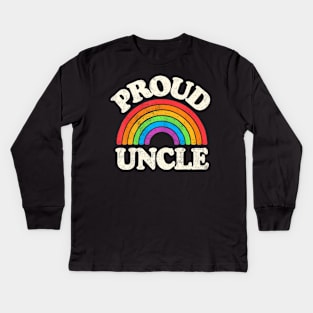 Lgbtq Proud Uncle Gay Pride Lgbt Ally Family Rainbow Flag Kids Long Sleeve T-Shirt